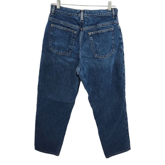 LL Bean Jeans Women Size 14 Reg Orig Fit Relaxed Fully Lined Red Plaid Roll Cuff - Picture 2 of 9